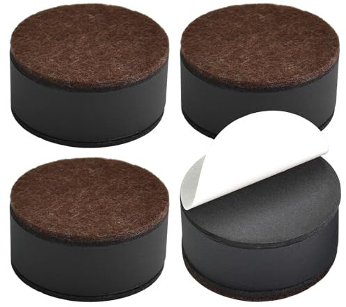 QINERSAW 4 Rialzi per Mobili Aggiungi Altezza di 2.7cm Piedini per Mobili Rotondi Autoadesive Piedini per Divano Alzate Autoadesive per Mobili Resistenti in Feltro e Acciaio al Carbonio, 6 * 2.7CM