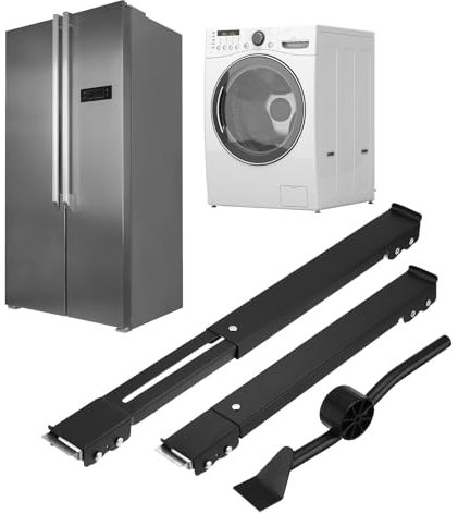 PATIKIL Rulli Elettrodomestici, 2pz Slitta Elettrodomestici 24 Ruote e Leva Sollevamento, Sposta Facilmente Lavatrici, Asciugatrici, Forni, Frigoriferi, Mobili Cucina, Nero