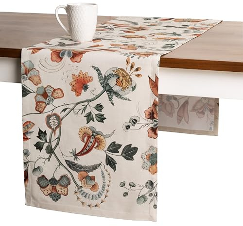 Maison d' Hermine Tischläufer, 100% Baumwolle, dekorativer, waschbarer Tischläufer, Oster-Tischläufer für Essen, Zuhause, Hochzeit, Bankett, Buffet, Dalida – Frühling/Sommer (50cm x 150cm)