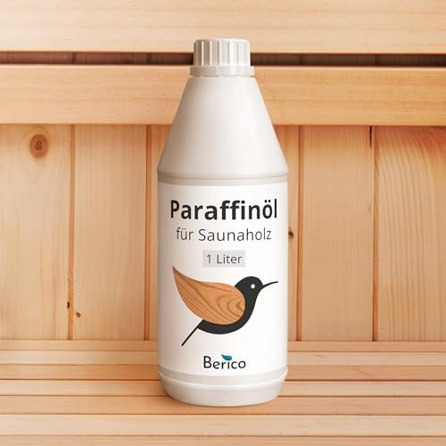 BERICO Holzöl für Saunaholz - 1 Liter Paraffinöl - Geruchlos - Natürliches Pflegeöl zum Schutz von Holzoberflächen in der Sauna