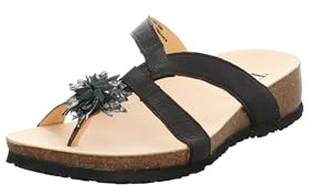 Think! Damen JULIA chromfrei gegerbte nachhaltige Pantolette, SCHWARZ/KOMBI 0010