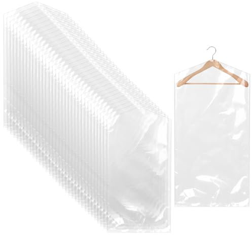 50 Pack Plastic Clothes Covers Protector Bags 23.6× 35.4 inches Clear Garment Bags Dry Cleaning Bags
