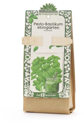 Die Stadtgärtner Pesto-Basilikum Anzuchtset Starter-Komplettset mit Bio-Saatgut Basilikum, Anzuchterde & Pflanzgefäß | Perfekt als besonderes Geschenk, Mitgebsel und Aufmerksamkeit
