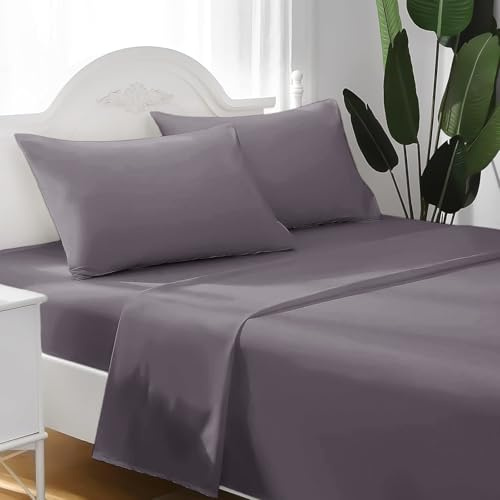 FARFALLAROSSA Lenzuola Matrimoniali Completo, Materiale 100% Puro Cotone, Lenzuola e 2 Federe da Letto, Biancheria da Letto Tinta Unita, Grigio Scuro