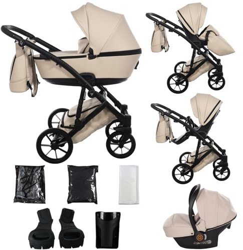 Junama Kinderwagen Space Eco 2in1 3in1 4in1 (02 - Beige, 3in1 mit Autositz)