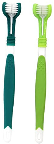 BUGUUYO Haustierzahnbürste Dreiköpfig Pp Material Zur Zahnpflege Von Hund Und Katze Plaque Und Zahnsteinprävention Für Welpen Und Kätzchen