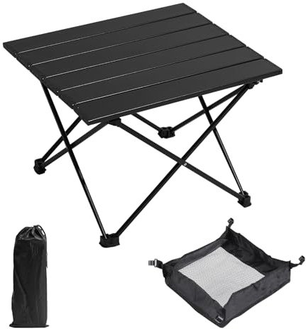 KIMIGO Tavolo da Campeggio Pieghevole Leggero in Alluminio,Tavolo Pieghevole 40x32x29cm con Borsa Trasporto,Compatto per Esterni - Ideale per Pesca,Spiaggia,Escursionismo e Picnic