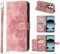 Auslbin Hülle für Redmi Note 14 4G 6.67 Blumen Tasche, 5 Kartenfächer Handyhülle für Xiaomi Redmi Note 14 4G Vintage-Stil PU-Leder Flip Schutzhülle, Rosa