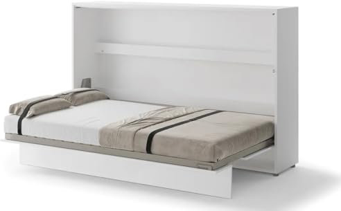 Friderik Bed Concept BC-05 Wandklappbett Horizontal Schrankbett ohne Matratze, 120x200 cm (Weiß)