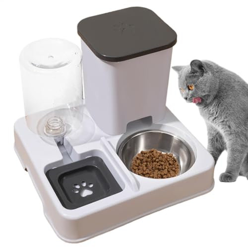 Alimentador automático 2 en 1 para Mascotas, de Comida y dispensador de Agua, 750 g y de Agua de 1 litro, 2 en 1 para Gatos