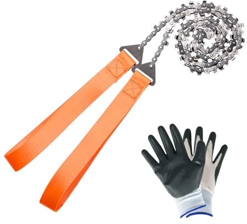 SENSILIN Pocket Chainsaw - 36 Inch Heavy Duty Steel Hand Chainsaw with 48 Sharp Teeth | Compact & Portable Pocket Saw for Camping, Backpacking, Hiking | Durable Wire Saw for Survival Gear