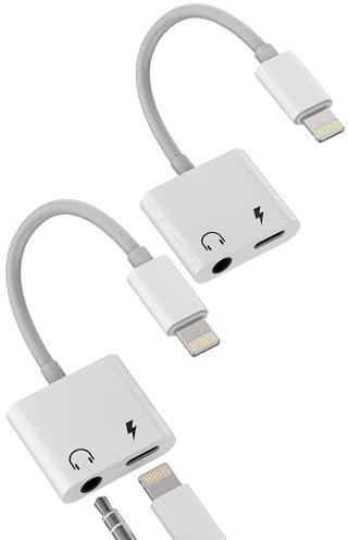 Adattatore da Lightning a jack da 3,5 mm (2 pezzi) Aux cuffie splitter per iPhone 14 13 12 Pro Max per iPad connettore per Apple MFi Certified Audio Cable Jack Auto Headphone Caricabatterie