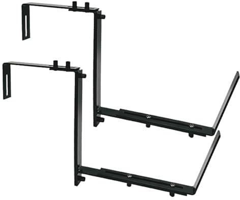 Soportes de caja de ventana, soportes para macetas, soportes ajustables de metal, 2 soportes resistentes para plantas de balcón, para patio, jardín, balcón
