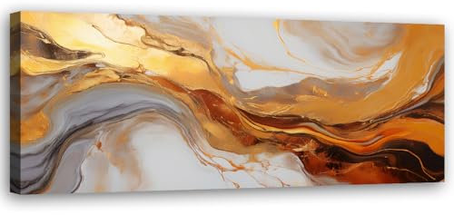 Feeby - Tableau sur Toile - Decoration Murale Peinture - Texture Or Cuivre Abstrait - 120x40 1partie - Tableaux chambre à coucher - Decoration Chambre - Impression sur Toile