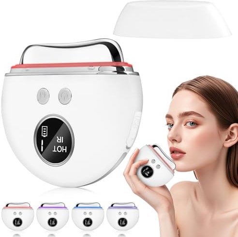 EMS Gua Sha, KIMTAR Gesichtsmassagegerät Guasha Elektrisch LED Blau, Lila & Rotlicht Therapie, Wärme Massagegerät Gesicht 9 Intensitätsstufen Face Massager Facelift Anti Aging Schwellungsreduzierung