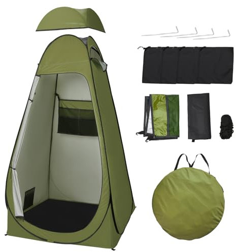 Warmiehomy Pop Up Toilet Tent, Portable Shower Privacy Tent, Outdoor Changing Rooms Tents for Camping Beach Fishing Hiking Sun Shelter, UV Protection, with Carrying Bag, Green