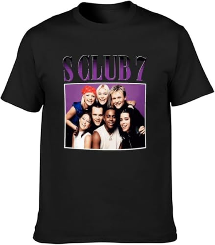 S Club 7 T-Shirt Graphics Tee Black Tee Shirt