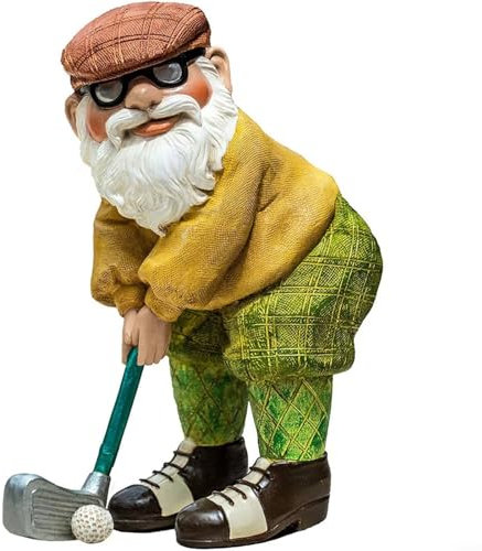HOHOVYVY Nain de jardin - Statue de golfeur - Décoration de jardin - En résine - Pour pelouse et terrasse - 12 x 5 x 6 cm (1 pièce)