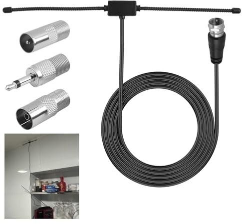 Radio Antenne FM Dipolantenne mit 3m Verlängerungskabel - Verbesserte Empfangsqualität für Stereo-Empfänger und HiFi-Receiver Verstärke die Signal vukw/FW antenne und die hohe UKW Radio schüssel