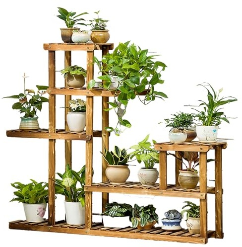 Neo 5-Tier Wooden Plant Stand for Balcony Indoor Garden & Patio Outdoor Flower Shelf Display Rack