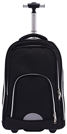 MEELRYD Trolley Rucksack mit Rollen, für Laptops und Macbooks unter 15 Zoll, Business Rolling Rucksack mit Groß Rädern, 45L Reiserucksack, Versteckte Pull, wasserdichte für Arbeit Reise, Schwarz