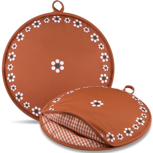 Honeydak 2 Pcs 10 Inch Tortilla Warmer Pouch, Mexican De Barro Talavera Pottery Pattern Microwavable Insulated Cloth Pouch for Tortillas, Tacos, Naan, and Pizza Rolls