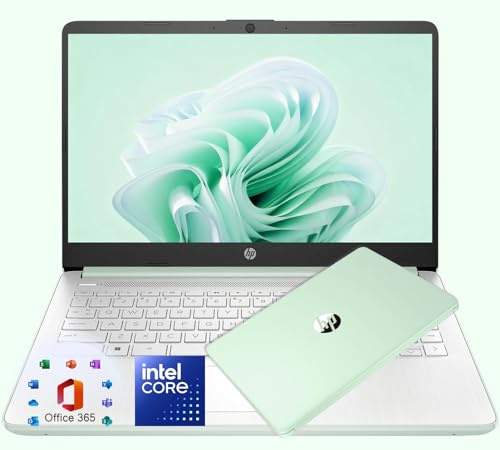 HP 14 Laptop 2025 Holiday Edition, Intel 4-Core CPU, 8GB RAM, 128GB SSD, Willow Green, HD BrightView Display, Windows 11, Microsoft 365 Web Apps + 1TB OneDrive – Great Gift for School & Home