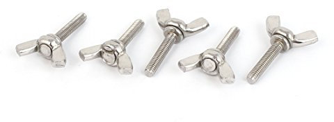 sourcingmap M4 x 20mm Thread 304 Stainless Steel Wing Bolt Butterfly Screw Silver Tone 5pcs