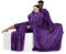 DecoKing Decke mit Ärmeln Geschenke für Frauen und Männer 170x200 cm Violett Microfaser TV Decke Kuscheldecke Weich Lazy
