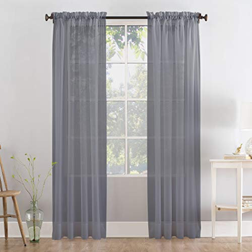Megachest a pair of slot top voile curtains (Dark Silver, 56 wideX90 drop 2 Panels)