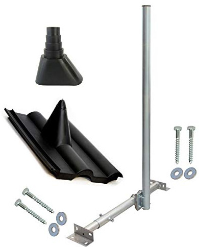 Premium X Basic X120-48 SAT TV Dachsparrenhalterung 120cm Kabeldurchführung Mast für Satellitenschüssel´Satelliten-Antenne | Frankfurter Pfanne Tülle schwarz inkl. Schrauben