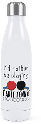I'D Rather Be de Jeu Table Tennis Double Paroi Eau Bouteille Isolé Acier Inoxydable Sports Boissons 500ml Blanc