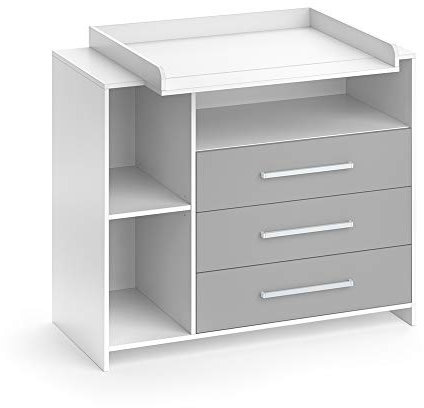 Vicco Wickelkommode Oskar, Wickelaufsatz für die Kommode, Grau/Weiß, 113 x 100 cm