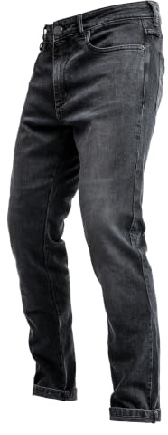 John Doe Pioneer Mono Motorcycle Jeans for Men - Urban Slim Fit Riding Pants with AAA XTM-Fiber Protection, Water-Repellent & Breathable Streetwear Style - Used Black - 33/32