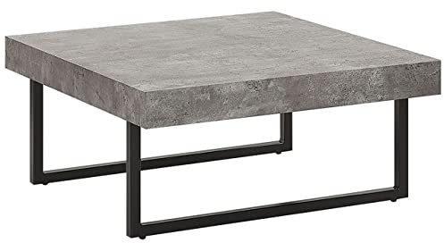 Couchtisch in Betonoptik/Schwarze Beine MDF-Platte/Eisen 75 x 75 cm Deluz