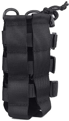 Azarxis Tactical Water Bottle Pouch, Molle Bottle Holder Holster Hydration Carrier Bag with Adjustable Drawstring Open Top for Military Vest Backpack Outdoor Cycling Hiking Camping Running (Black)