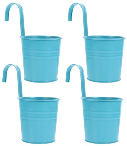 Cabilock 4stücke Teiliges Hängender Eisen-blumentopf Mit Abnehmbarem Haken Balkon Blumeneimer Mit Entwässerungslöchern Für Garten Wohnraumdekoration