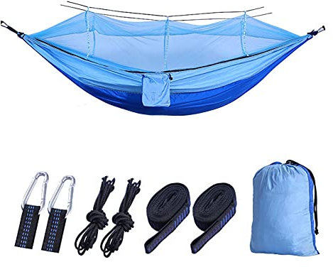 FOGUO Hamac de Camping Moustiquaire, Hamac Suspendu Exterieur sur Pied, Hamac de Jardin Portant 300kg, Contient Le Crochet, Sac de Transport, pour Voyage Jardin