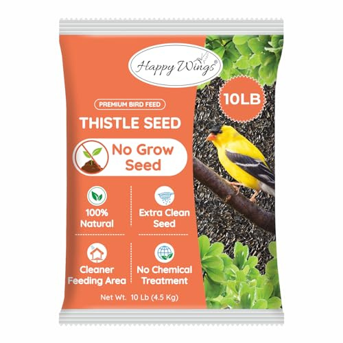 Happy Wings Nyjer/Thistle Seeds Wild Bird Food - 10 Pounds I No Grow Seed I Bird Seed for Wild Birds