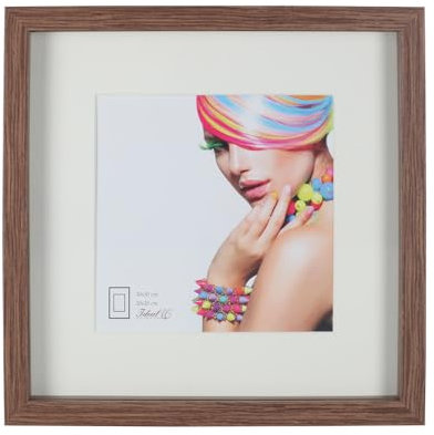 IDEAL TREND 3D Objektrahmen Holz Bilderrahmen quadratisch Wanddeko Collage Poster Fot Rahmen: Farbe: Braun | Format: 50x50
