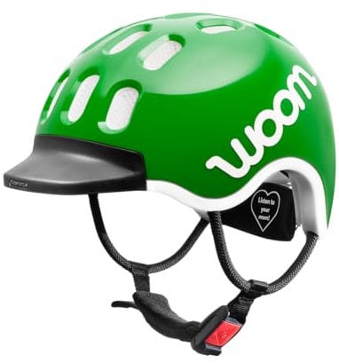 woom Kids Helm, Fahrradhelm für Kinder, mit Visier, für Jungen und Mädchen, 46–50 cm, Größe XS, Verstellbar, Aufprallschutz, Grün (woom Green)