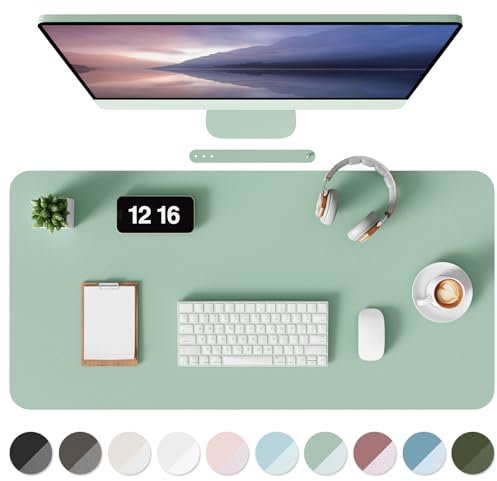 MOLMO Non-Slip Desk Mat, Waterproof Desk Pad Table Protector, Easy Clean Laptop Mat Large Mouse Pad Leather Writing Mat with Suede for Office /Home/Decor (Light Green, 80 x 40 cm)