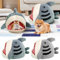 Souarts Hai Shark Katzenhöhle Katzenbett Flauschig, Kuschelhöhle für Katzen Kätzchen Hund Kaninchen, Katzenschlafplatz Katzenbett Flauschig für Drinnen (L, Grau)
