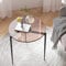 Artloge Mesa Auxiliar Redonda de Vidrio Templado: Mesilla de Centro Baja Mesita Café de Salón Nórdica con Patas de Metal Redonda para Salón Dormitorio Oficina, Marrón, 50x50cm