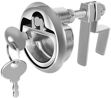 Nerites Boat Floor Buckle Hatch Latch Marine Grade 316 Stainless Steel Flush Turning Lift Handle Lock Style with 2 Keys and 2 Screws