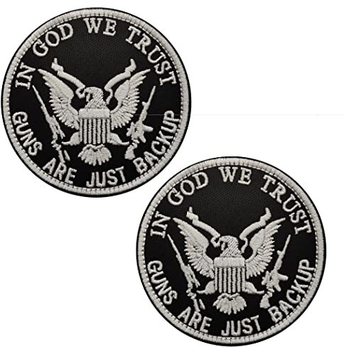 Guns are Just Backup Patch Applikationen in God We Trust bestickte Applikationen, taktische Armband-Abzeichen, Emblem-Befestigung, Hakenverschluss, Rückseite, Nähreparatur