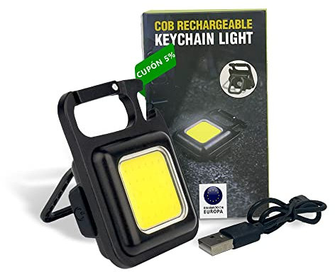 Linterna Llavero LED con USB recargable, mini llavero bolsillo luz de trabajo,800lumens de potencia, contiene cargador tipo-c, keychain light/work, 9.5 x 5.5 cm MINI led.