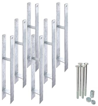 siwitec 6er-Set H-Pfostenträger mit Befestigungsmaterial | Materialstärke 6 mm | Länge 600 mm | Breite 141 mm | feuerverzinkt | zum Einbetonieren | CE-Kennzeichnung