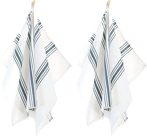 ZWOLTEX 2er Set Jacquard Geschirrtücher/Geschirrtuch | Küchentuch | Abtrockentuch | saugstarke Baumwolle I Sammlung Premium Geschirrtücher - 2x Fish P Navy (50x70)