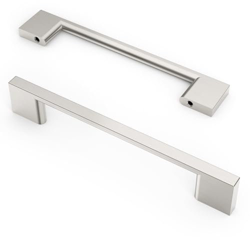 9BUILD 10 Stück Schrankgriffe Gebürsteter Nickel Lochabstand 128mm Griffe für Küchenschränke Möbelgriffe Küchengriffe griffe möbel Küchenschrank Schranktürgriffe EU0035